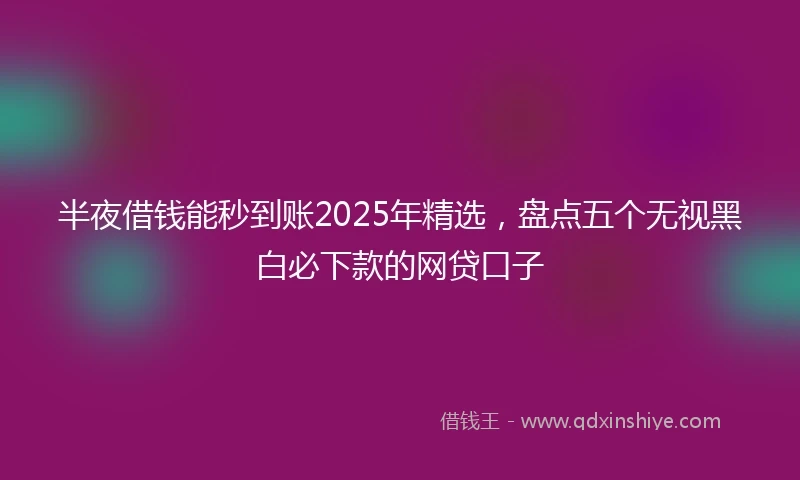 半夜借钱能秒到账2025年精选，盘点五个无视黑白必下款的网贷口子
