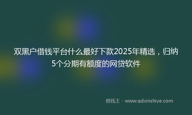双黑户借钱平台什么最好下款2025年精选，归纳5个分期有额度的网贷软件