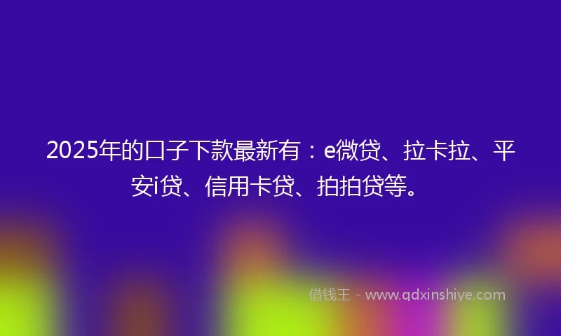 2025年的口子下款最新有：e微贷、拉卡拉、平安i贷、信用卡贷、拍拍贷等。