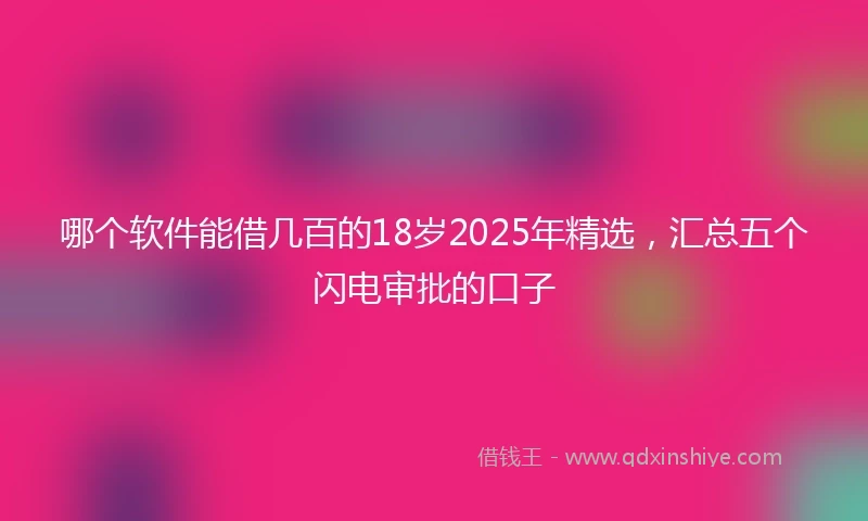 哪个软件能借几百的18岁2025年精选，汇总五个闪电审批的口子