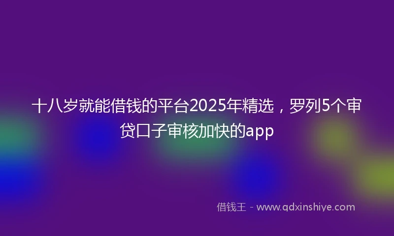 十八岁就能借钱的平台2025年精选，罗列5个审贷口子审核加快的app