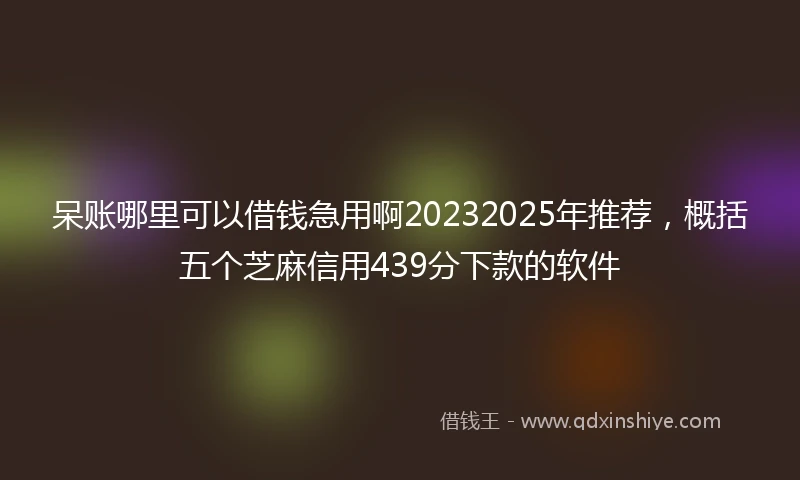 呆账哪里可以借钱急用啊20232025年推荐，概括五个芝麻信用439分下款的软件