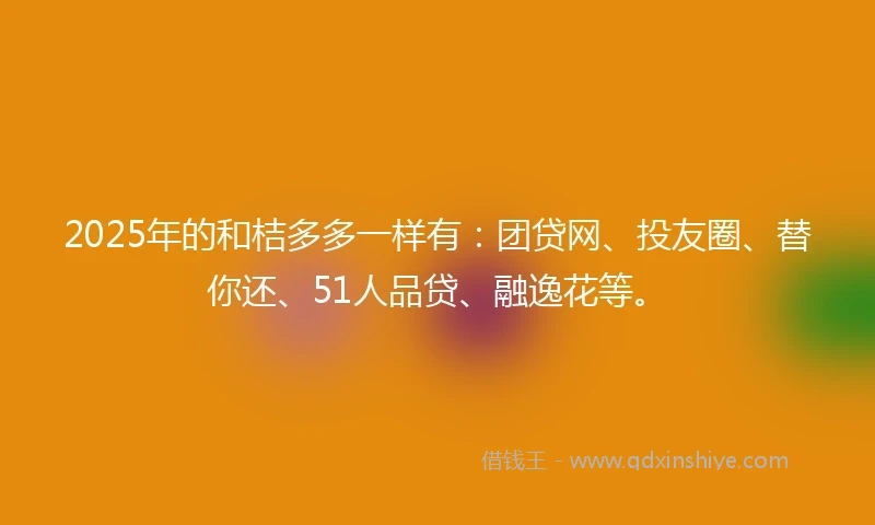 2025年的和桔多多一样有：团贷网、投友圈、替你还、51人品贷、融逸花等。