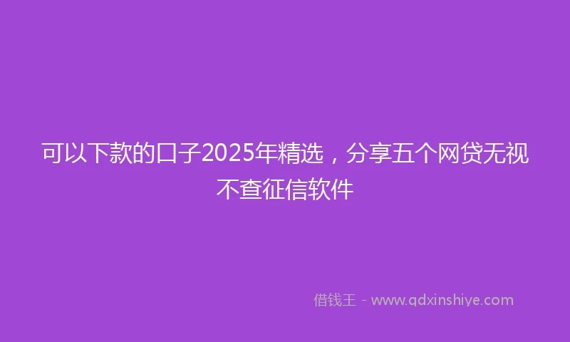 可以下款的口子2025年精选，分享五个网贷无视不查征信软件