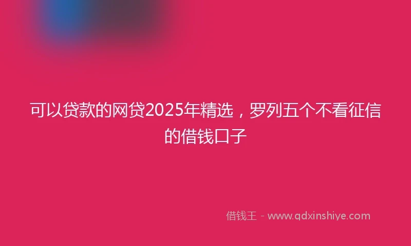 可以贷款的网贷2025年精选，罗列五个不看征信的借钱口子