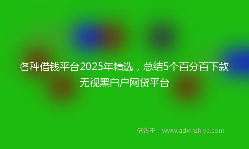各种借钱平台2025年精选，总结5个百分百下款无视黑白户网贷平台
