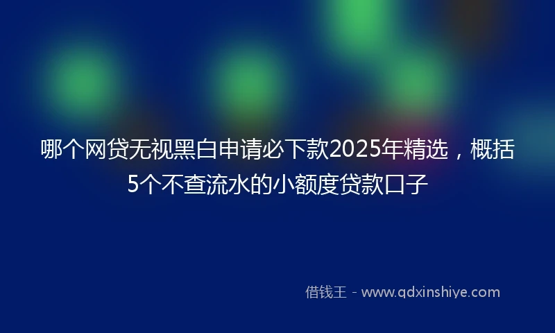 哪个网贷无视黑白申请必下款2025年精选，概括5个不查流水的小额度贷款口子