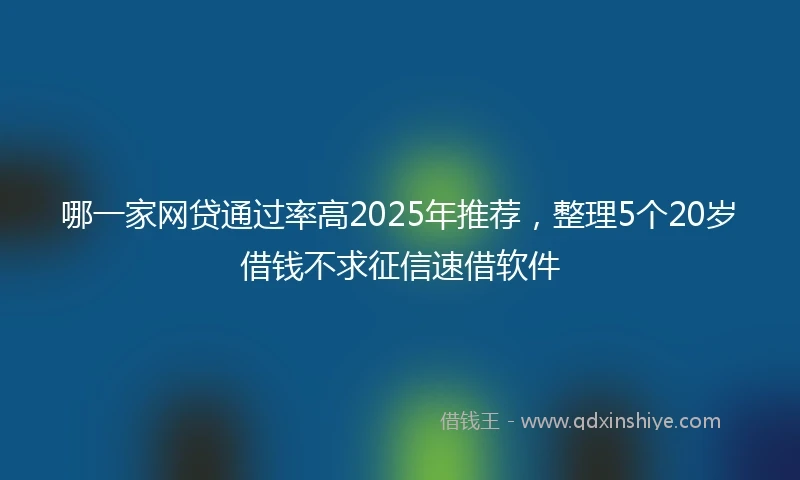 哪一家网贷通过率高2025年推荐，整理5个20岁借钱不求征信速借软件