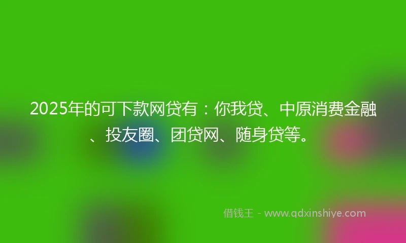 2025年的可下款网贷有:你我贷、中原消费金融、投友圈、团贷网、随身贷等。