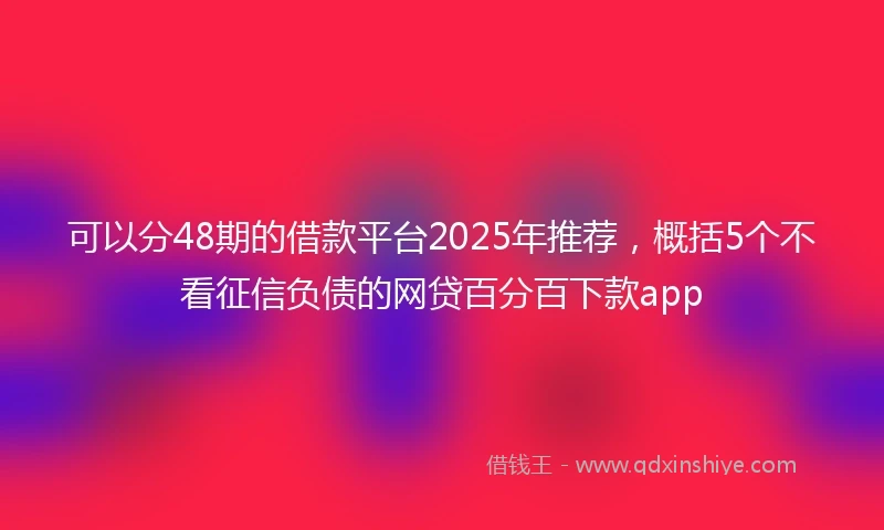 可以分48期的借款平台2025年推荐，概括5个不看征信负债的网贷百分百下款app