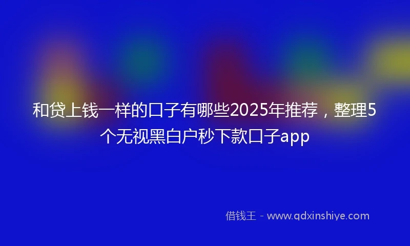 和贷上钱一样的口子有哪些2025年推荐，整理5个无视黑白户秒下款口子app