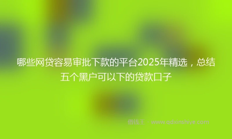 哪些网贷容易审批下款的平台2025年精选，总结五个黑户可以下的贷款口子