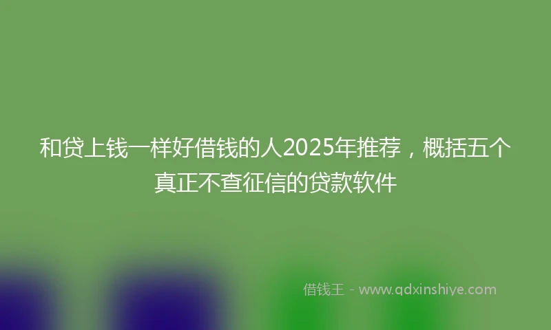 和贷上钱一样好借钱的人2025年推荐，概括五个真正不查征信的贷款软件