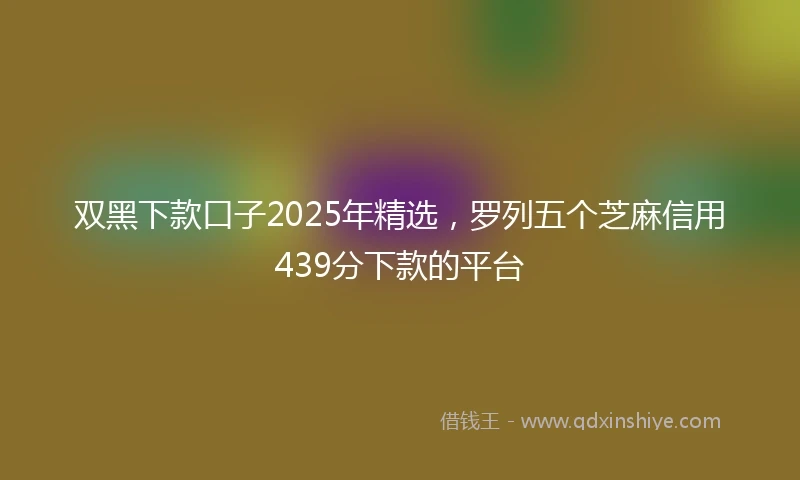 双黑下款口子2025年精选，罗列五个芝麻信用439分下款的平台