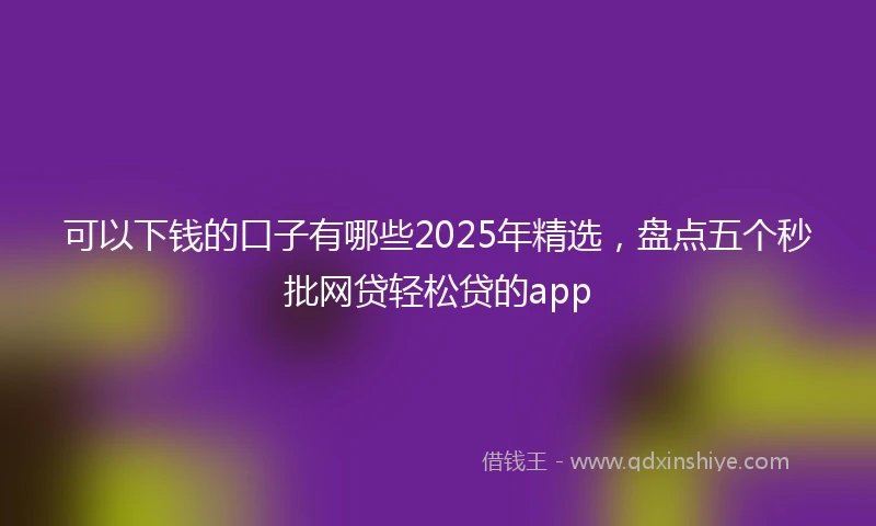 可以下钱的口子有哪些2025年精选，盘点五个秒批网贷轻松贷的app
