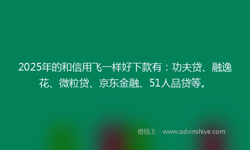 2025年的和信用飞一样好下款有：功夫贷、融逸花、微粒贷、京东金融、51人品贷等。