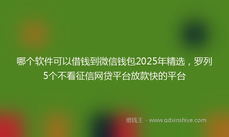 哪个软件可以借钱到微信钱包2025年精选，罗列5个不看征信网贷平台放款快的平台
