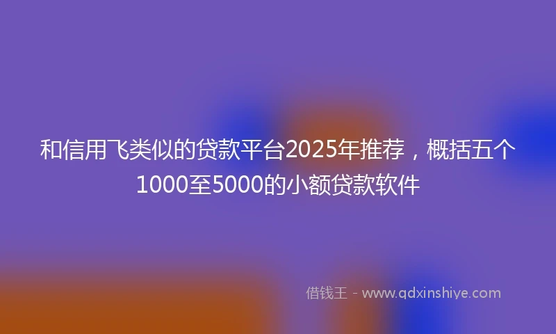 和信用飞类似的贷款平台2025年推荐，概括五个1000至5000的小额贷款软件