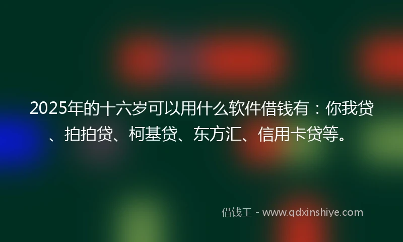 2025年的十六岁可以用什么软件借钱有：你我贷、拍拍贷、柯基贷、东方汇、信用卡贷等。
