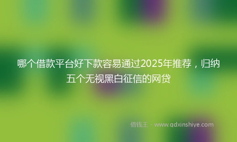 哪个借款平台好下款容易通过2025年推荐，归纳五个无视黑白征信的网贷