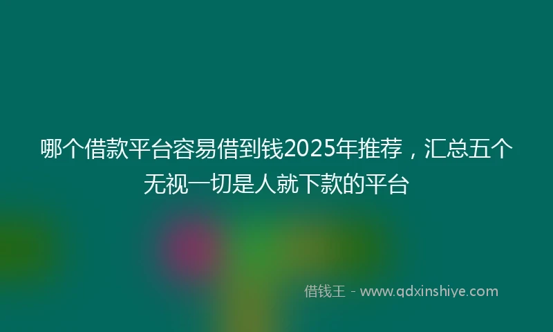 哪个借款平台容易借到钱2025年推荐，汇总五个无视一切是人就下款的平台