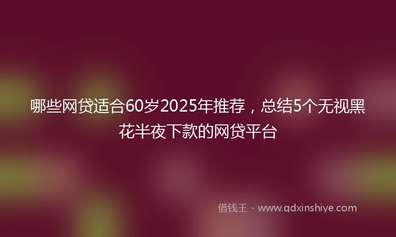 哪些网贷适合60岁2025年推荐，总结5个无视黑花半夜下款的网贷平台