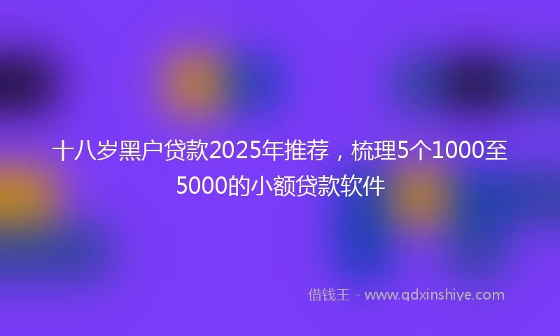 十八岁黑户贷款2025年推荐，梳理5个1000至5000的小额贷款软件
