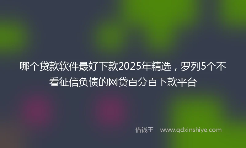 哪个贷款软件最好下款2025年精选，罗列5个不看征信负债的网贷百分百下款平台