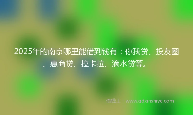 2025年的南京哪里能借到钱有：你我贷、投友圈、惠商贷、拉卡拉、滴水贷等。