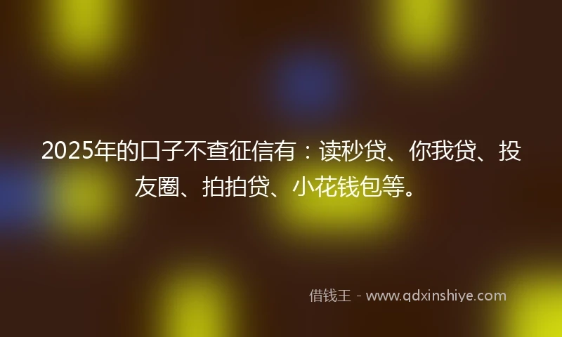 2025年的口子不查征信有：读秒贷、你我贷、投友圈、拍拍贷、小花钱包等。