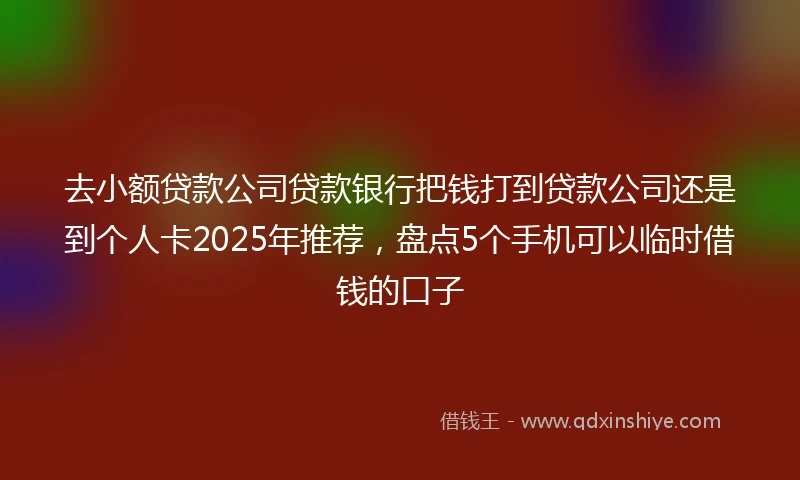 去小额贷款公司贷款银行把钱打到贷款公司还是到个人卡2025年推荐，盘点5个手机可以临时借钱的口子