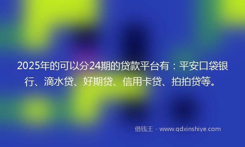 2025年的可以分24期的贷款平台有：平安口袋银行、滴水贷、好期贷、信用卡贷、拍拍贷等。