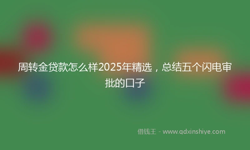 周转金贷款怎么样2025年精选，总结五个闪电审批的口子