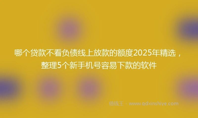 哪个贷款不看负债线上放款的额度2025年精选，整理5个新手机号容易下款的软件
