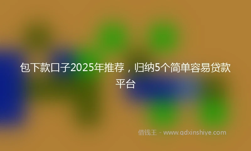 包下款口子2025年推荐，归纳5个简单容易贷款平台