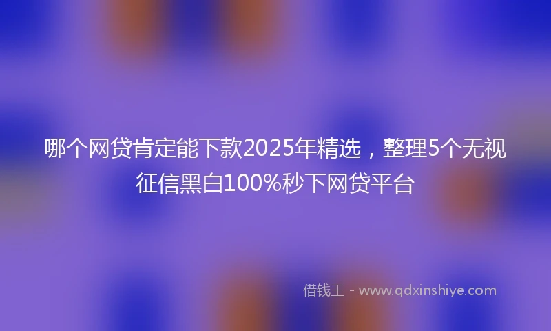 哪个网贷肯定能下款2025年精选，整理5个无视征信黑白100%秒下网贷平台
