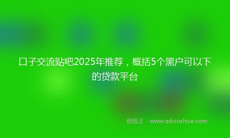 口子交流贴吧2025年推荐，概括5个黑户可以下的贷款平台