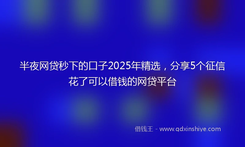 半夜网贷秒下的口子2025年精选，分享5个征信花了可以借钱的网贷平台