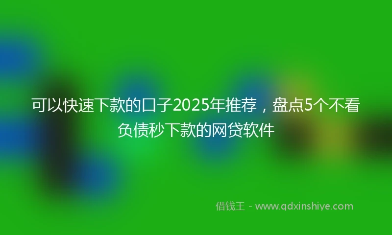 可以快速下款的口子2025年推荐，盘点5个不看负债秒下款的网贷软件