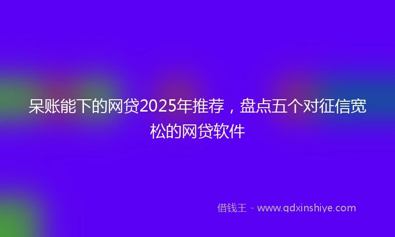 呆账能下的网贷2025年推荐，盘点五个对征信宽松的网贷软件