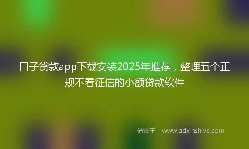 口子贷款app下载安装2025年推荐，整理五个正规不看征信的小额贷款软件
