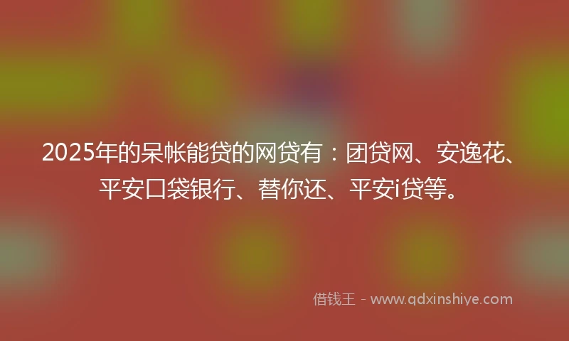 2025年的呆帐能贷的网贷有：团贷网、安逸花、平安口袋银行、替你还、平安i贷等。
