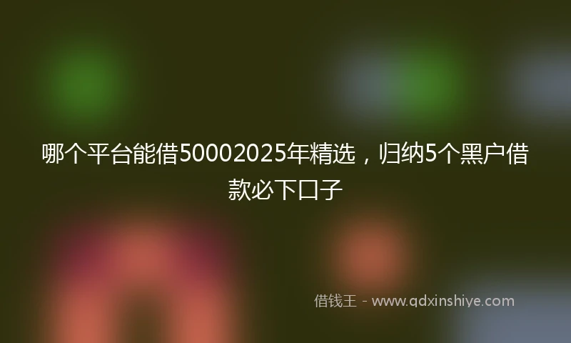 哪个平台能借50002025年精选，归纳5个黑户借款必下口子