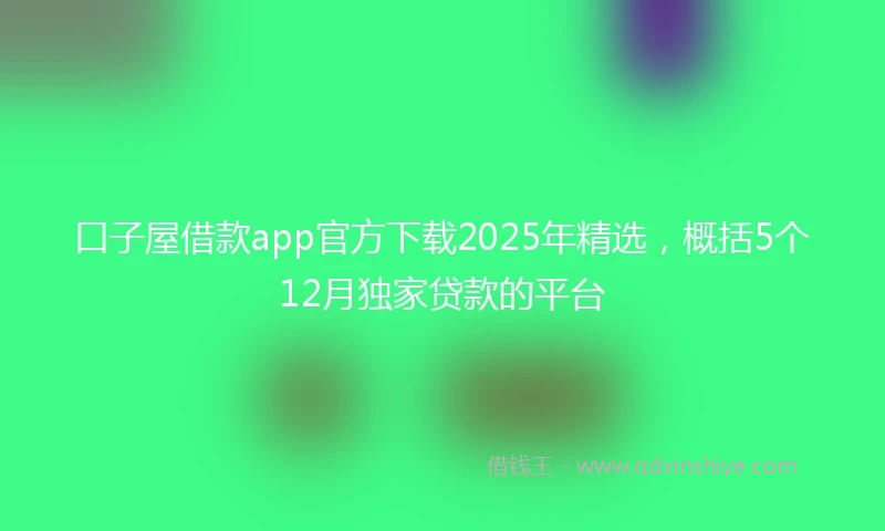 口子屋借款app官方下载2025年精选,概括5个12月独家贷款的平台