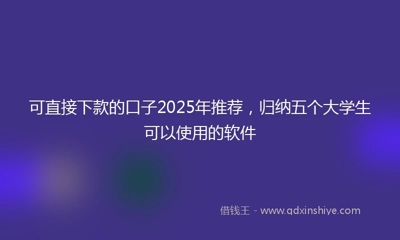 可直接下款的口子2025年推荐，归纳五个大学生可以使用的软件