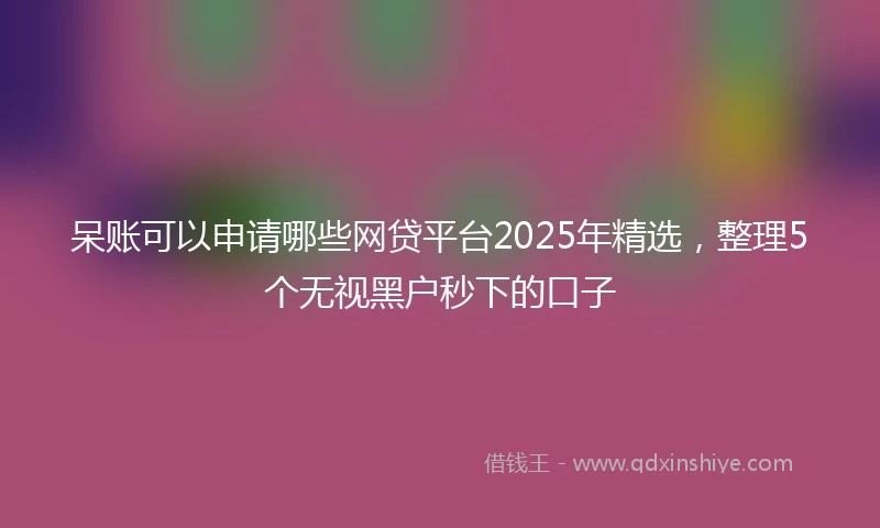 呆账可以申请哪些网贷平台2025年精选，整理5个无视黑户秒下的口子