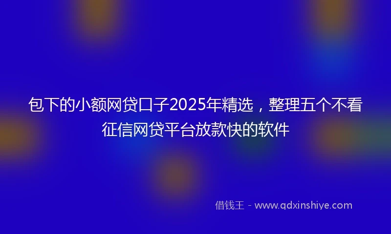 包下的小额网贷口子2025年精选，整理五个不看征信网贷平台放款快的软件