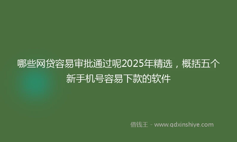哪些网贷容易审批通过呢2025年精选，概括五个新手机号容易下款的软件