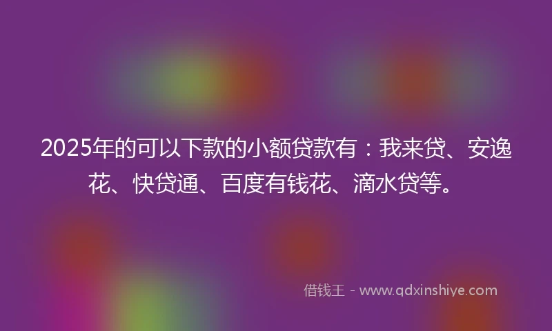 2025年的可以下款的小额贷款有：我来贷、安逸花、快贷通、百度有钱花、滴水贷等。