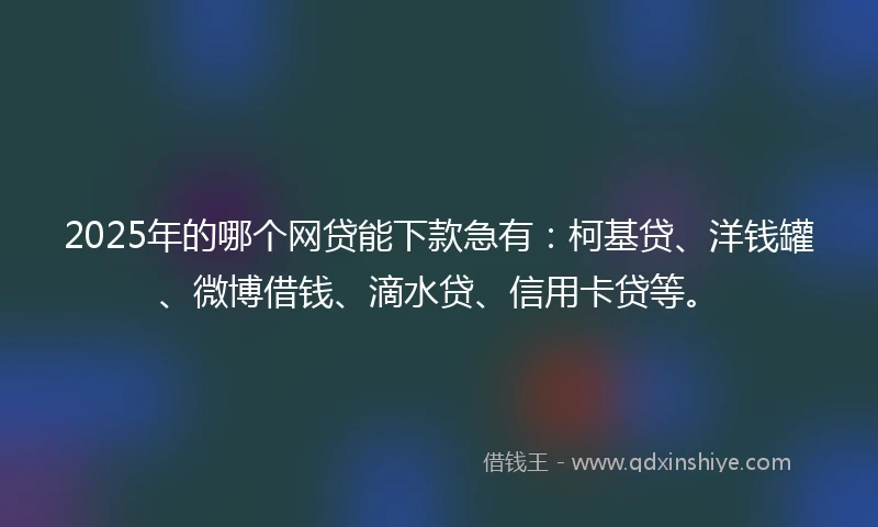 2025年的哪个网贷能下款急有：柯基贷、洋钱罐、微博借钱、滴水贷、信用卡贷等。